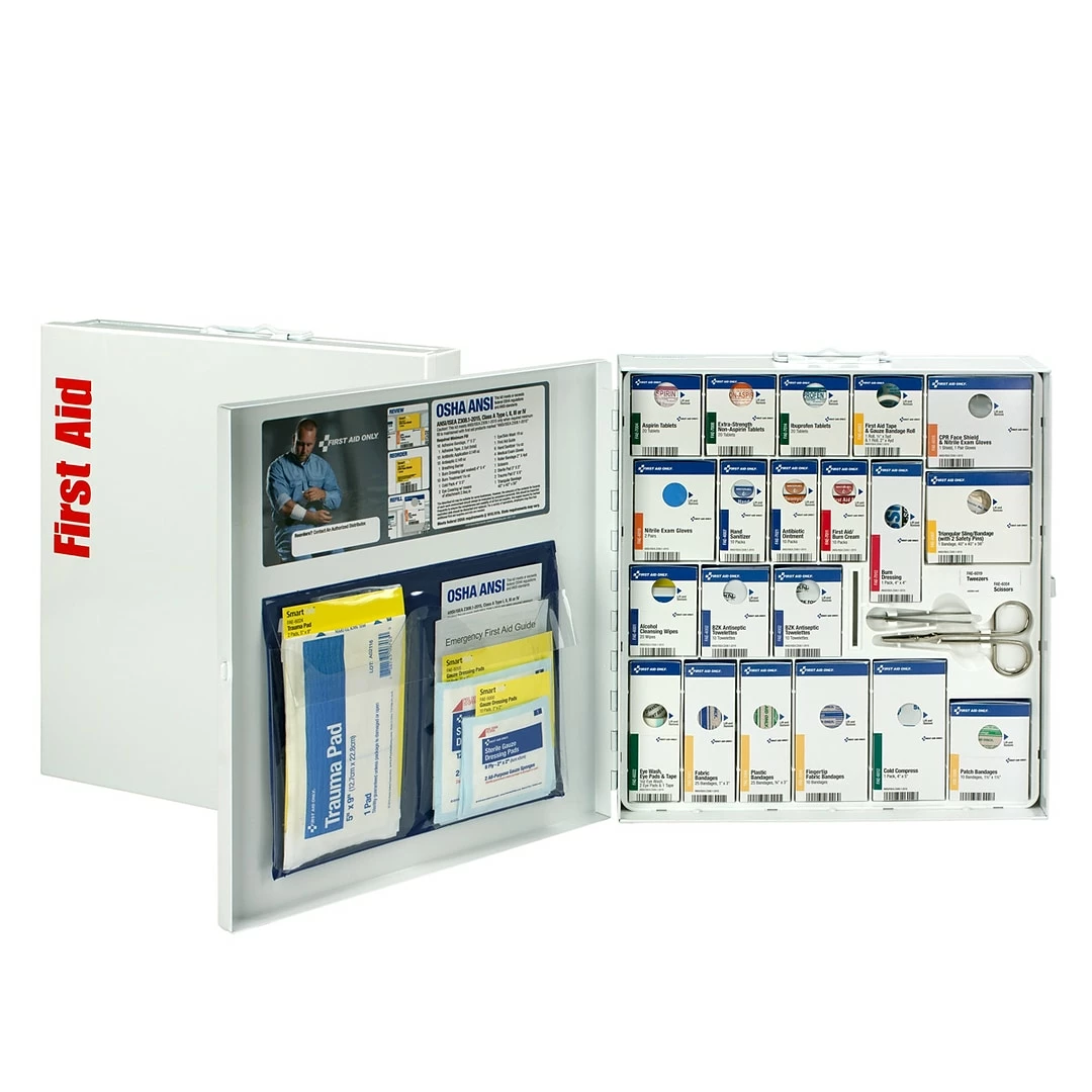 First Aid Only SmartCompliance Office Cabinet, ANSI Class A/ANSI 2021, 50 People, 241 Pieces, White, Kit (746000-021)