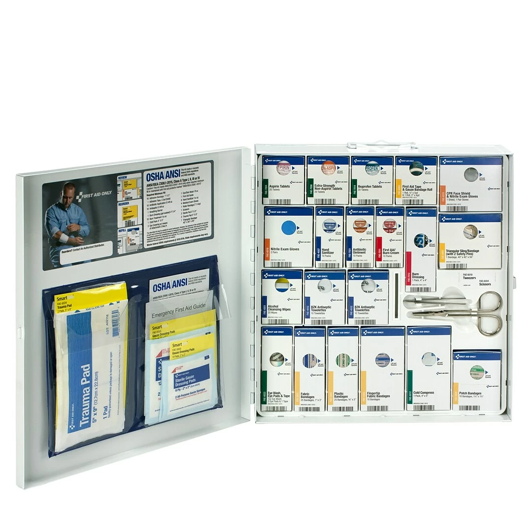 First Aid Only SmartCompliance Office Cabinet, ANSI Class A/ANSI 2021, 50 People, 241 Pieces, White, Kit (746000-021) - Image 2