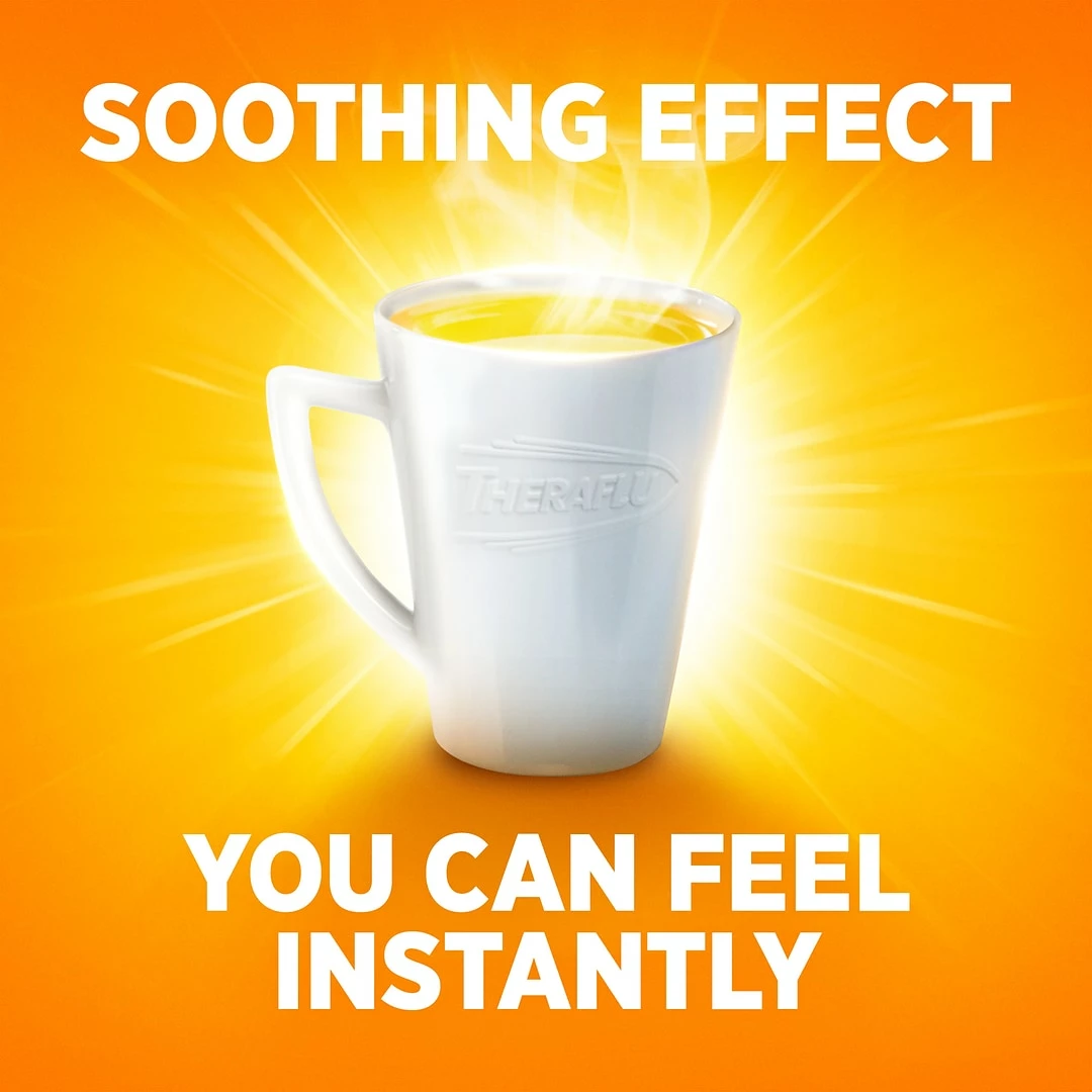 Theraflu Multi-Symptom Severe Cold Hot Liquid Powder Tea Infusions Green Tea And Honey Lemon Flavors 6 Count Box (24473012) - Image 4