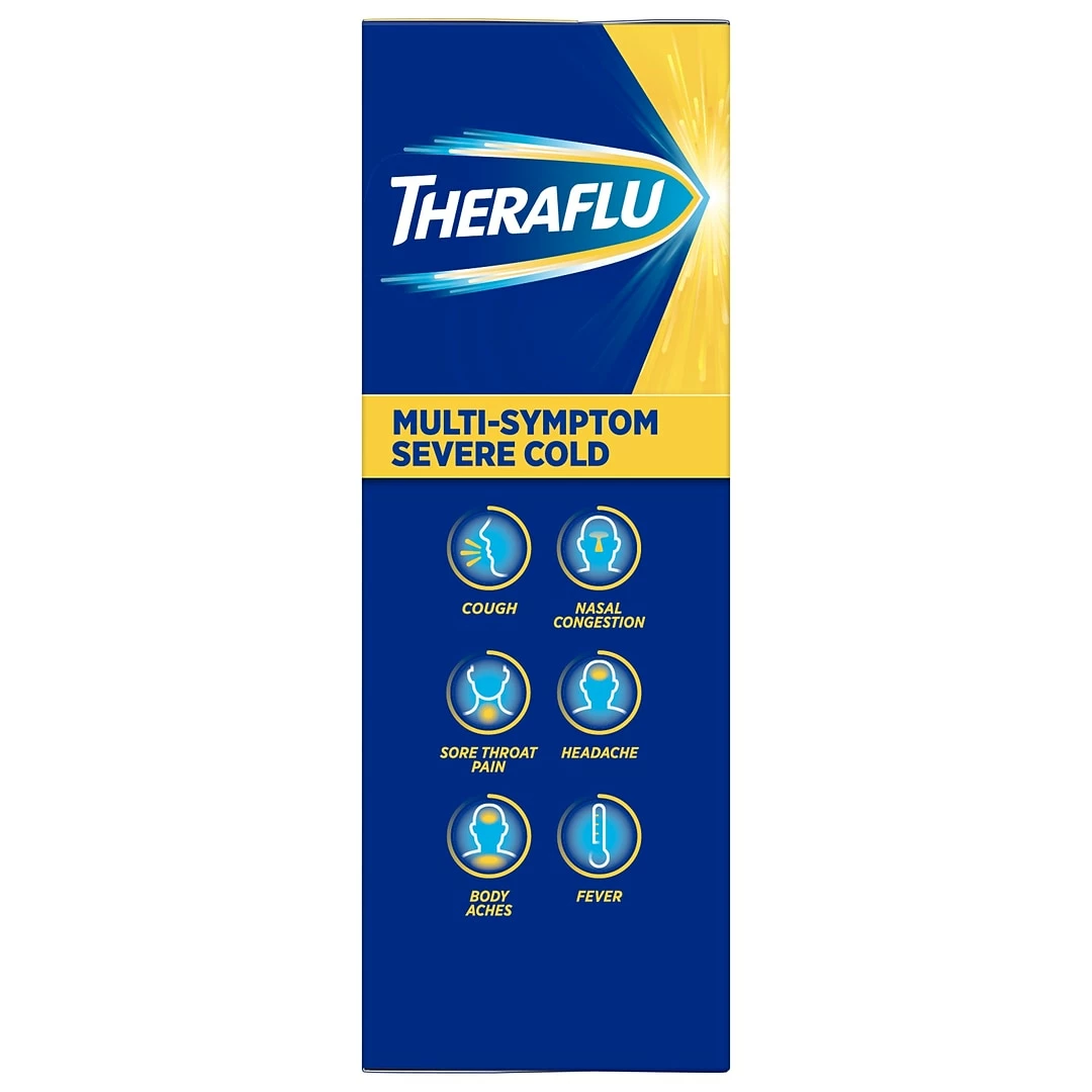 Theraflu Multi-Symptom Severe Cold Hot Liquid Powder Tea Infusions Green Tea And Honey Lemon Flavors 6 Count Box (24473012) - Image 8