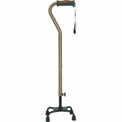 Drive Medical Hugo Adjustable Quad Cane For Right Or Left Hand Use, Small Base, Cocoa (731-852)