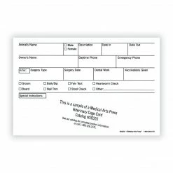 Medical Arts Press® Vet Cage Card, Check Off Boxes For A Variety Of Services, 4x6"