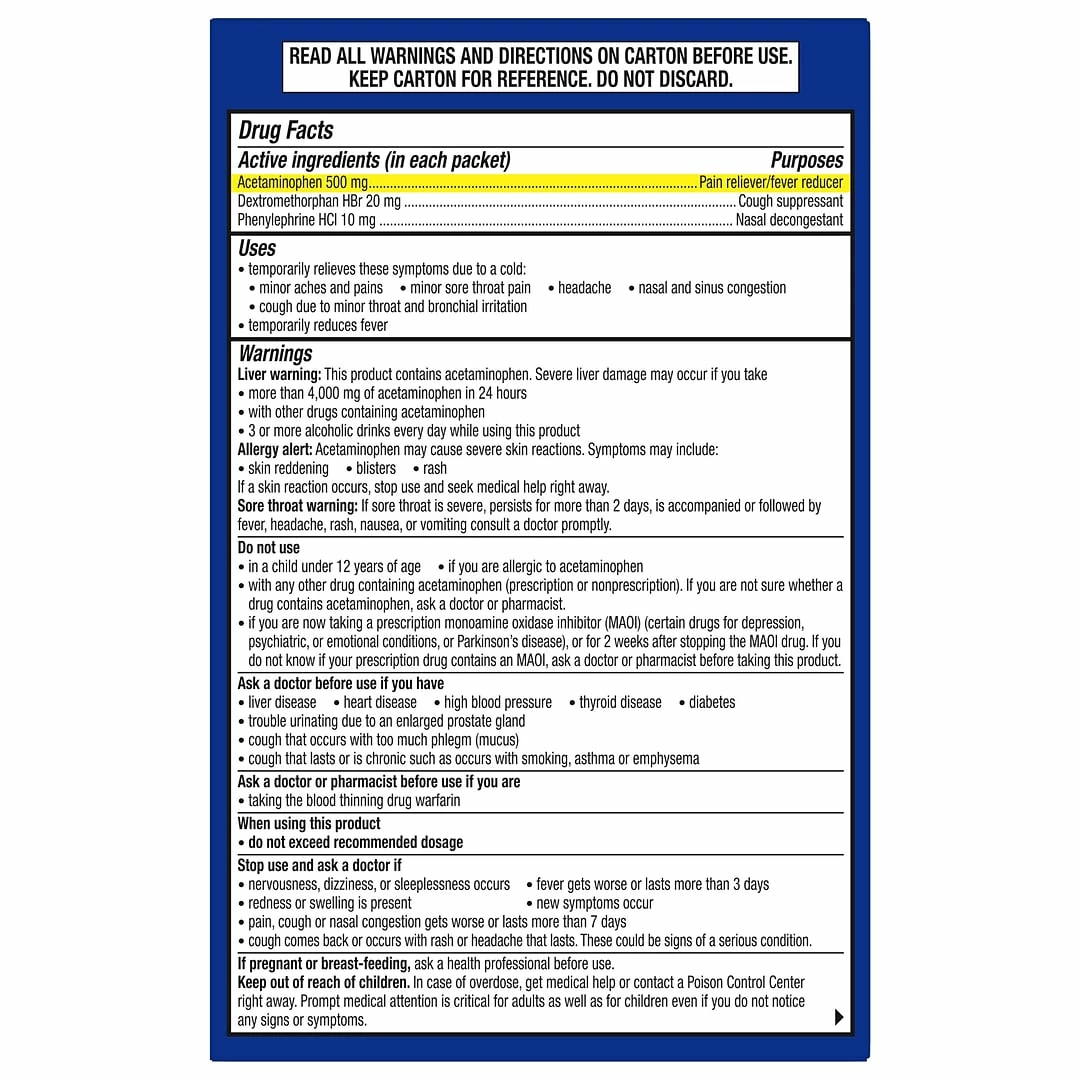 Theraflu Multi-Symptom Severe Cold Hot Liquid Powder Tea Infusions Green Tea And Honey Lemon Flavors 6 Count Box (24473012) - Image 9