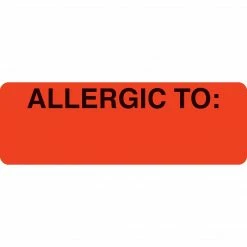 Medical Arts Press® Allergy Warning Medical Labels, Allergic To:, Fluorescent Red, 1x3", 500 Labels