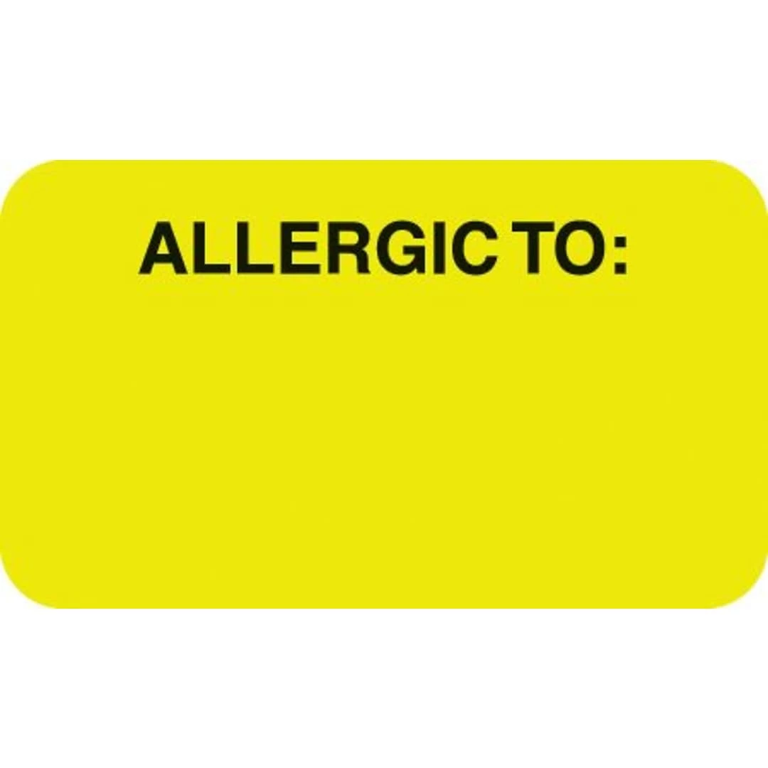 Medical Arts PressĀ® Allergy Warning Medical Labels, Allergic To:, Fluorescent Chartreuse, 7/8x1-1/2", 500 Labels