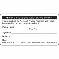 Medical Arts Press® Patient Record Labels, Privacy Practices Acknowledgement, White, 1-3/4x3-1/4", 500 Labels