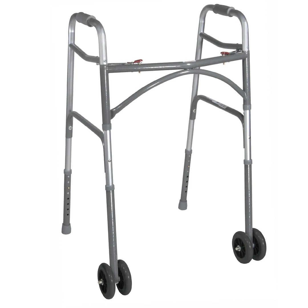 Drive Medical Heavy Duty Bariatric Two Button Walker With Wheels (10220-1WW)