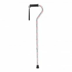 Drive Medical Adjustable Height Offset Handle Cane With Gel Hand Grip, Floral (RTL10372FL)