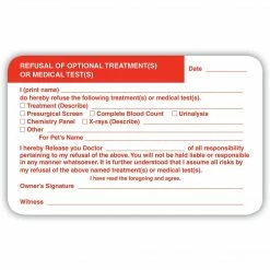 Medical Arts Press Veterinary Consent/Release Medical Labels, Refusal Of Test, White, 2.5 X 4 Inch, 100 Labels