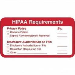 Medical Arts Press Patient Record Labels, HIPAA, Fluorescent Red, 0.875 X 1.5 Inch, 250 Labels