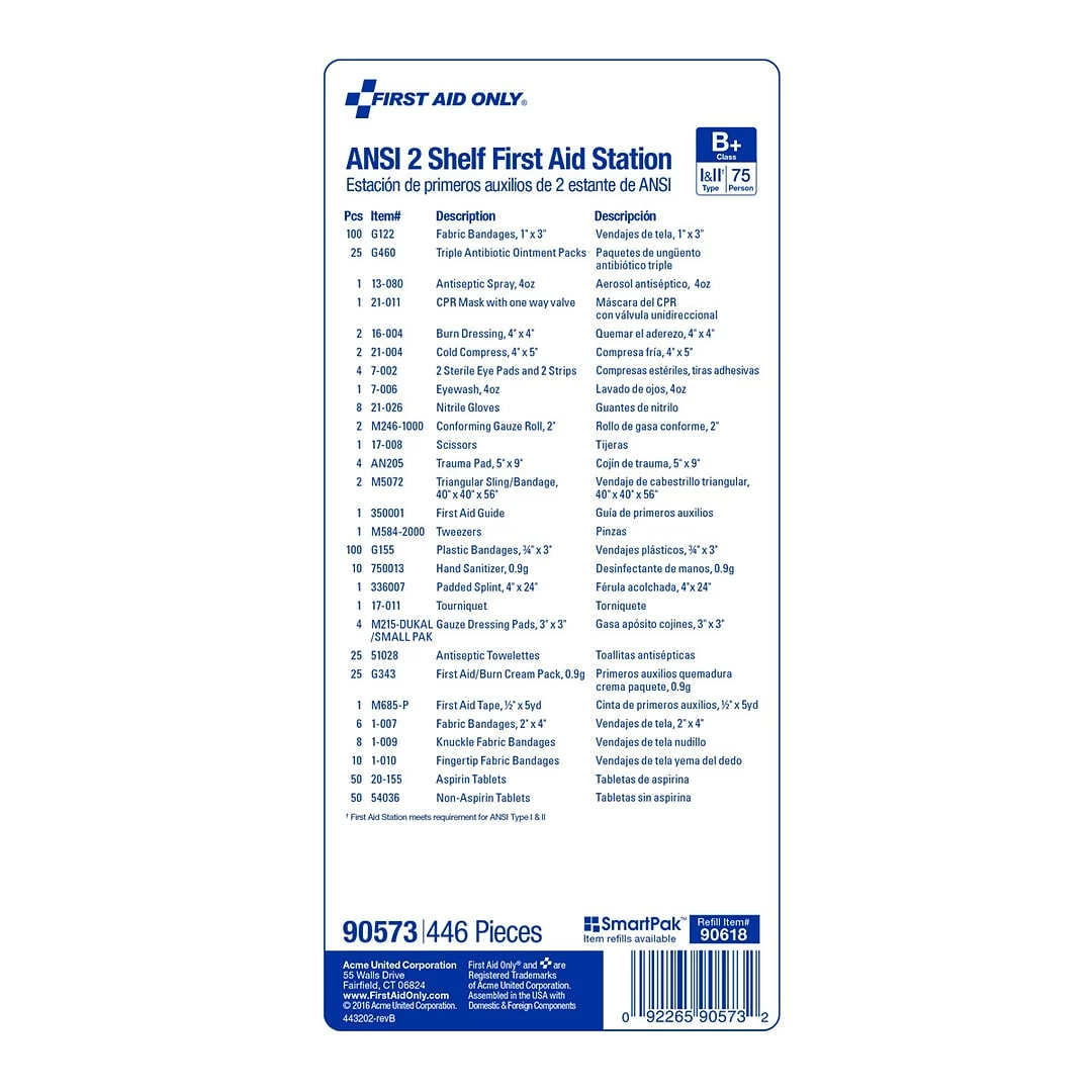 First Aid Only ANSI B+ Type I & II 2 Shelf Metal First Aid Cabinet With Medications, 75 People (90573) - Image 7