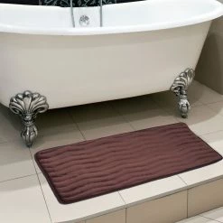 Lavish Home 24" X 60" Microfiber & Polyurethane Bath Mat; Chocolate