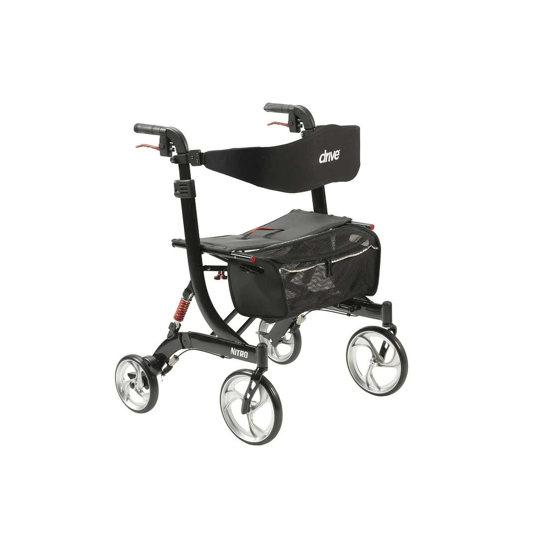 Drive Medical Nitro Euro Style Rollator Rolling Walker, Heavy Duty, Black (10266HD-BK)
