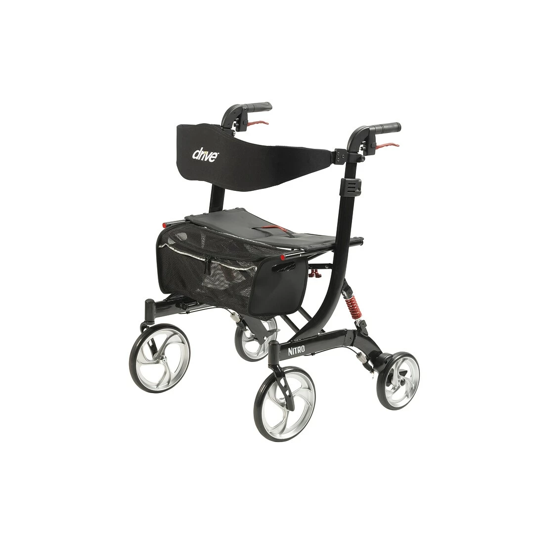 Drive Medical Nitro Euro Style Rollator Rolling Walker, Heavy Duty, Black (10266HD-BK) - Image 2