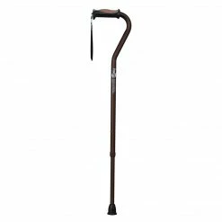 Drive Medical Hugo Adjustable Offset Handle Cane With Reflective Strap, Cocoa (731-450)