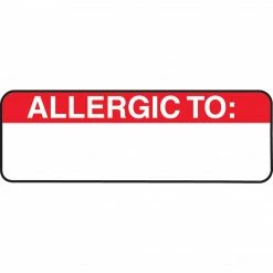 Medical Arts Press® Allergy Warning Medical Labels, Allergic To:, Red And White, 1x3", 250 Labels