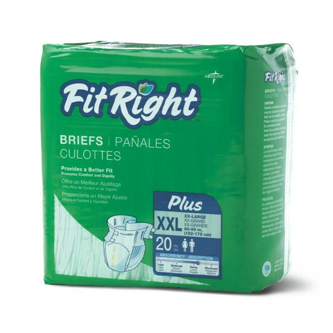 FitRight® Plus Clothlike Briefs, 2XL (60" - 69"), 80/Pack - Image 2