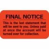 Medical Arts Press® Collection & Notice Collection Labels, Final Notice/Last Statement, Fl Red, 7/8x1-1/2", 250