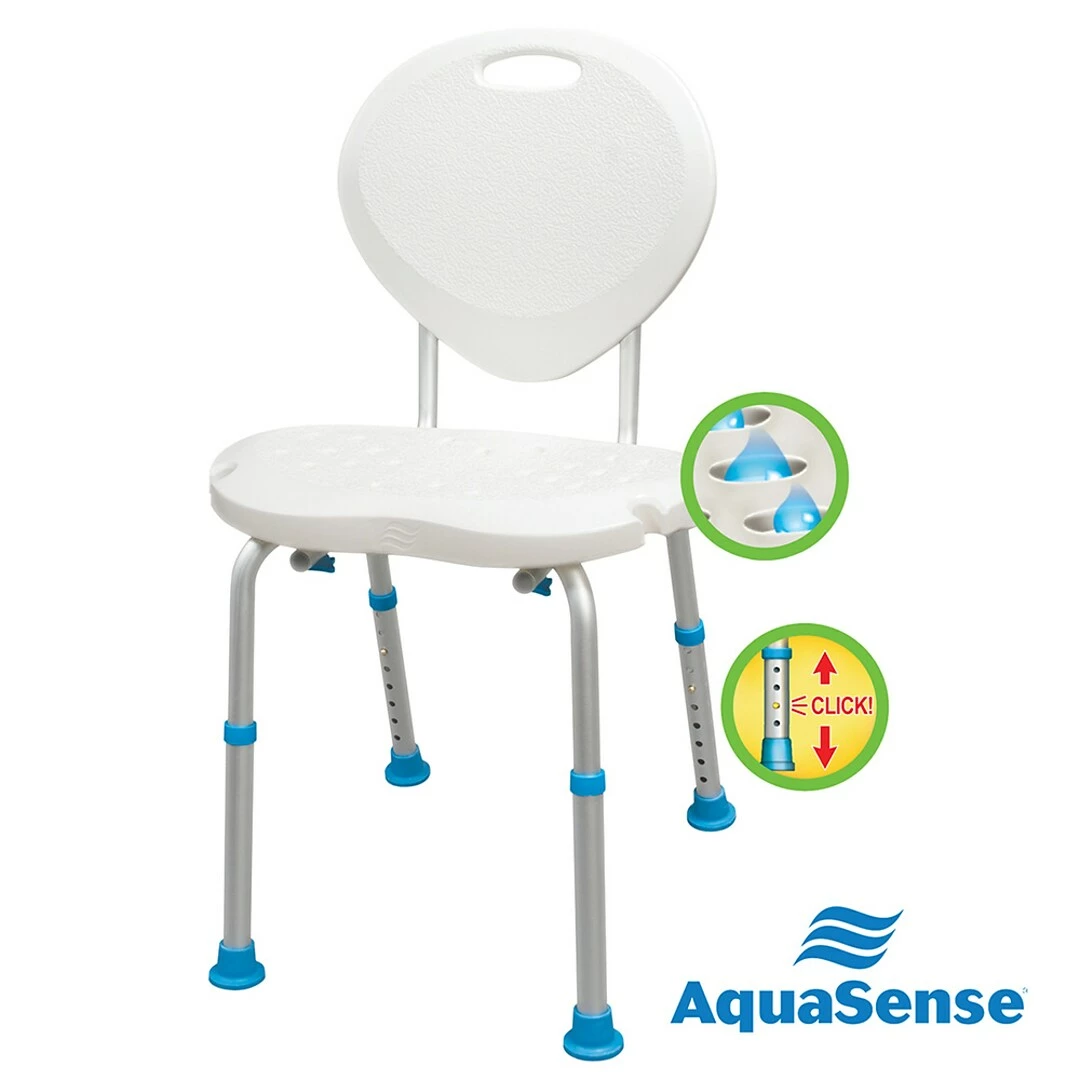 Drive Medical AquaSense Adjustable Bath And Shower Chair With Non-Slip Comfort Seat And Backrest, White (770-537) - Image 2