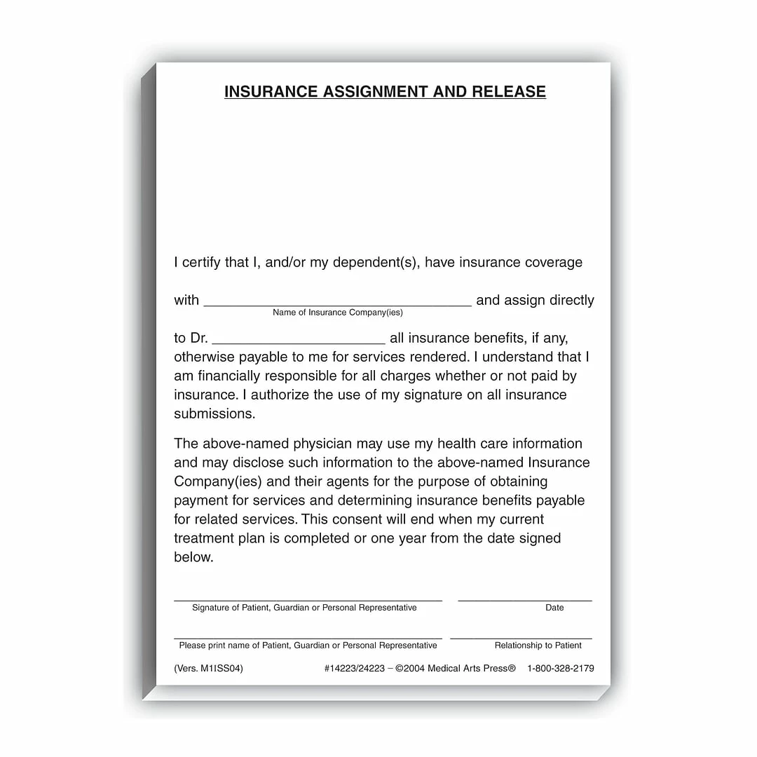 Medical Arts Press® Insurance Assignment Release Pad
