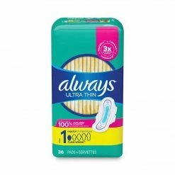 Always® Discreet Sensitive Bladder Protection Liners, Very Light, X-Long, 44 Pads/Pack, 3 Packs/Carton
