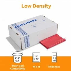 Coastwide Professional™ 40-45 Gal. Biohazard Trash Bags, Low Density, 1.3 Mil, Red, 46x40, 200/Carton (CW50713)