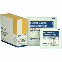 First Aid OnlyĀ 2" X 2"/3" X 3" Sterile 8-12 Ply, Gauze Dressing Pads,Ā 48/Box (I228)