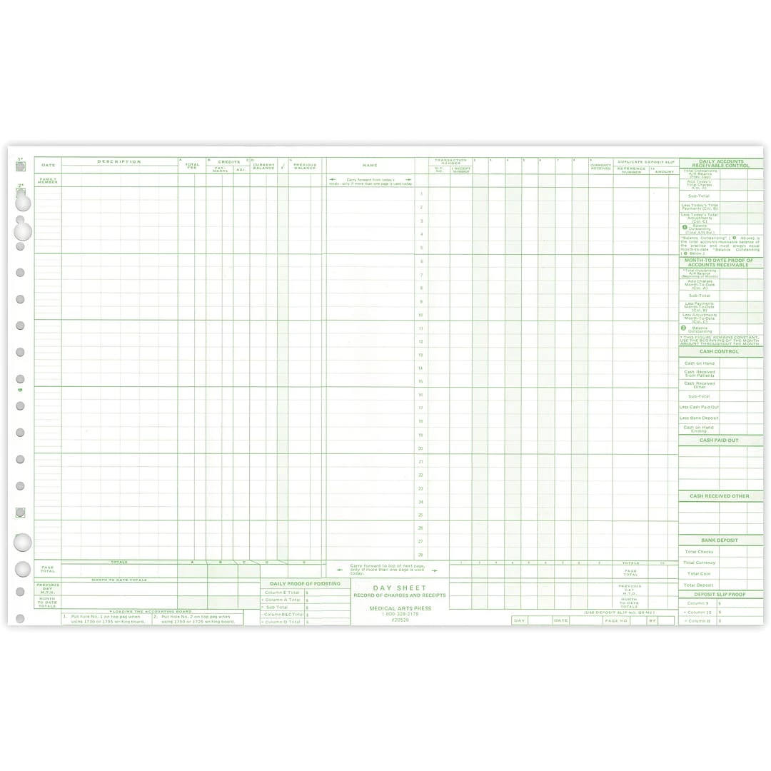 Medical Arts Press® Replacement Day Sheet Forms; Format S1 1 Medical Arts Press® Replacement Day Sheet Forms; Format S1