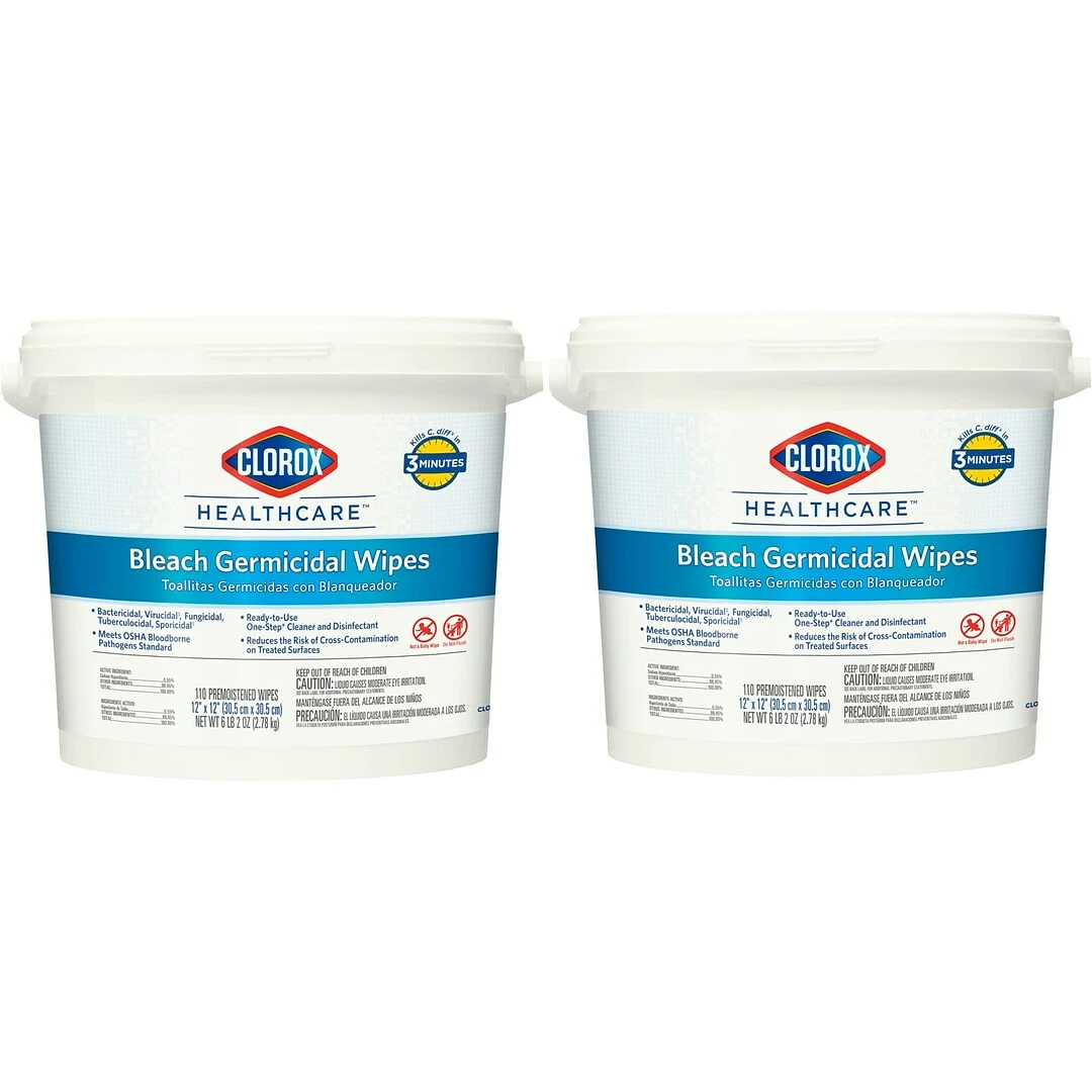 Clorox Healthcare® Bleach Germicidal Wipes, 110 Count Bucket (Pack Of 2) (30358) - Image 2