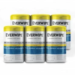 Everwipe Disinfectant Wipes, Lemon Scent, 75 Wipes/Canister, 6 Canisters/Case (101075)