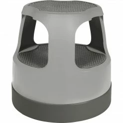 Task It Cramer Scooter Stool Round, Step & Lock Wheels, Gray