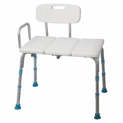 Drive Medical AquaSense Adjustable Bath And Shower Transfer Bench With Reversible Backrest, Off White (770-406)