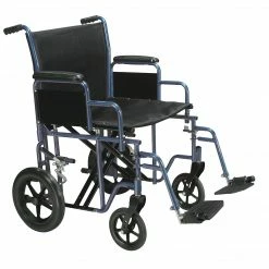 Drive Medical Bariatric Heavy Duty Transport Wheelchair With Swing Away Footrest 20" Seat Blue (BTR20-B)