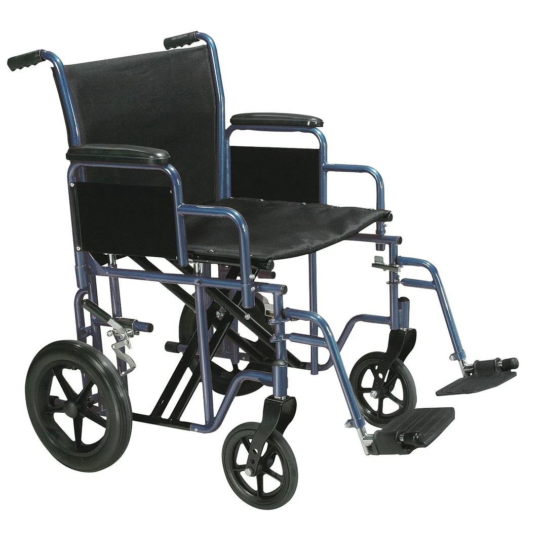Drive Medical Bariatric Heavy Duty Transport Wheelchair With Swing Away Footrest 20" Seat Blue (BTR20-B)