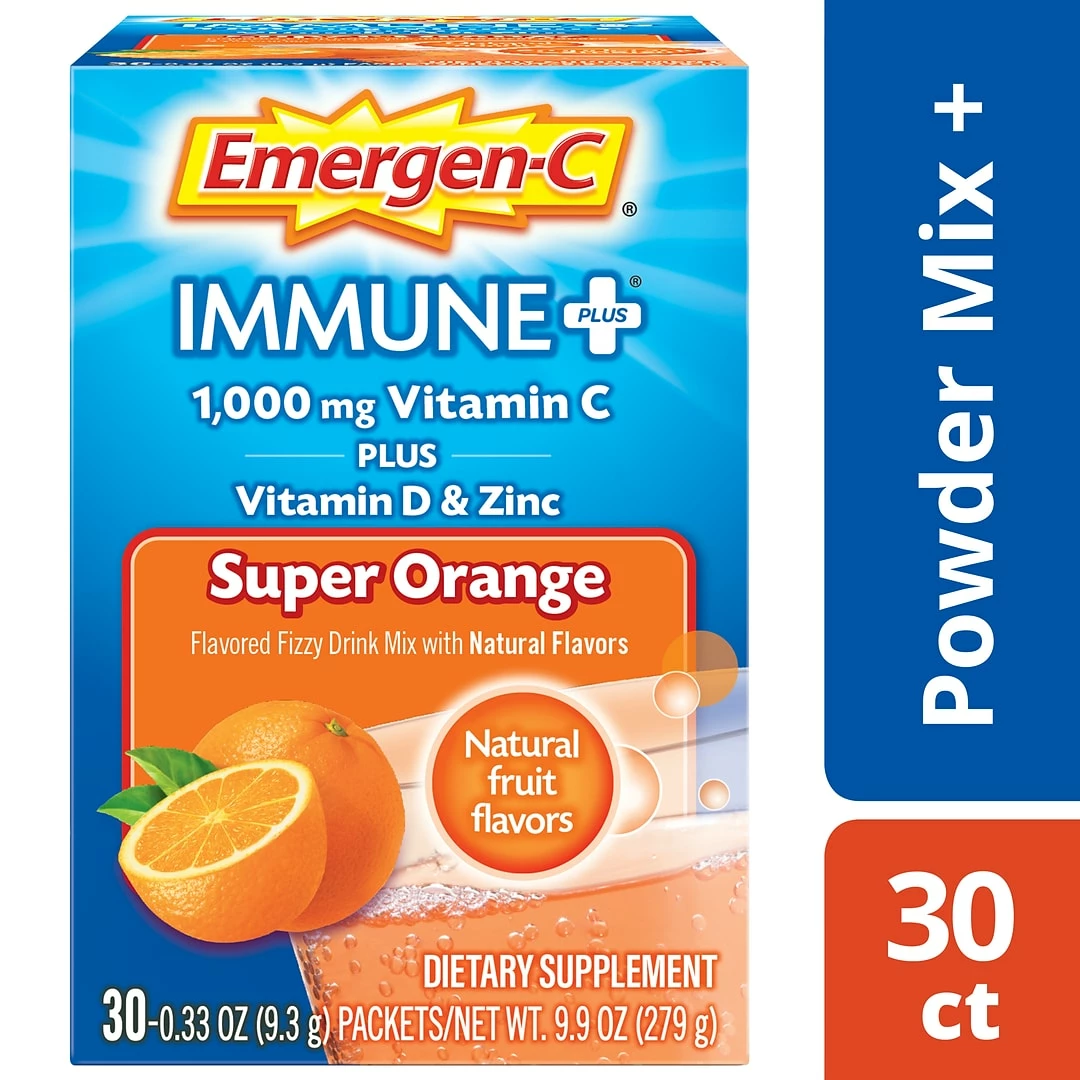 Emergen-C Immune Plus Vitamin C Supplement Powder, Super Orange, 30/Pack (F85898100042T) - Image 2