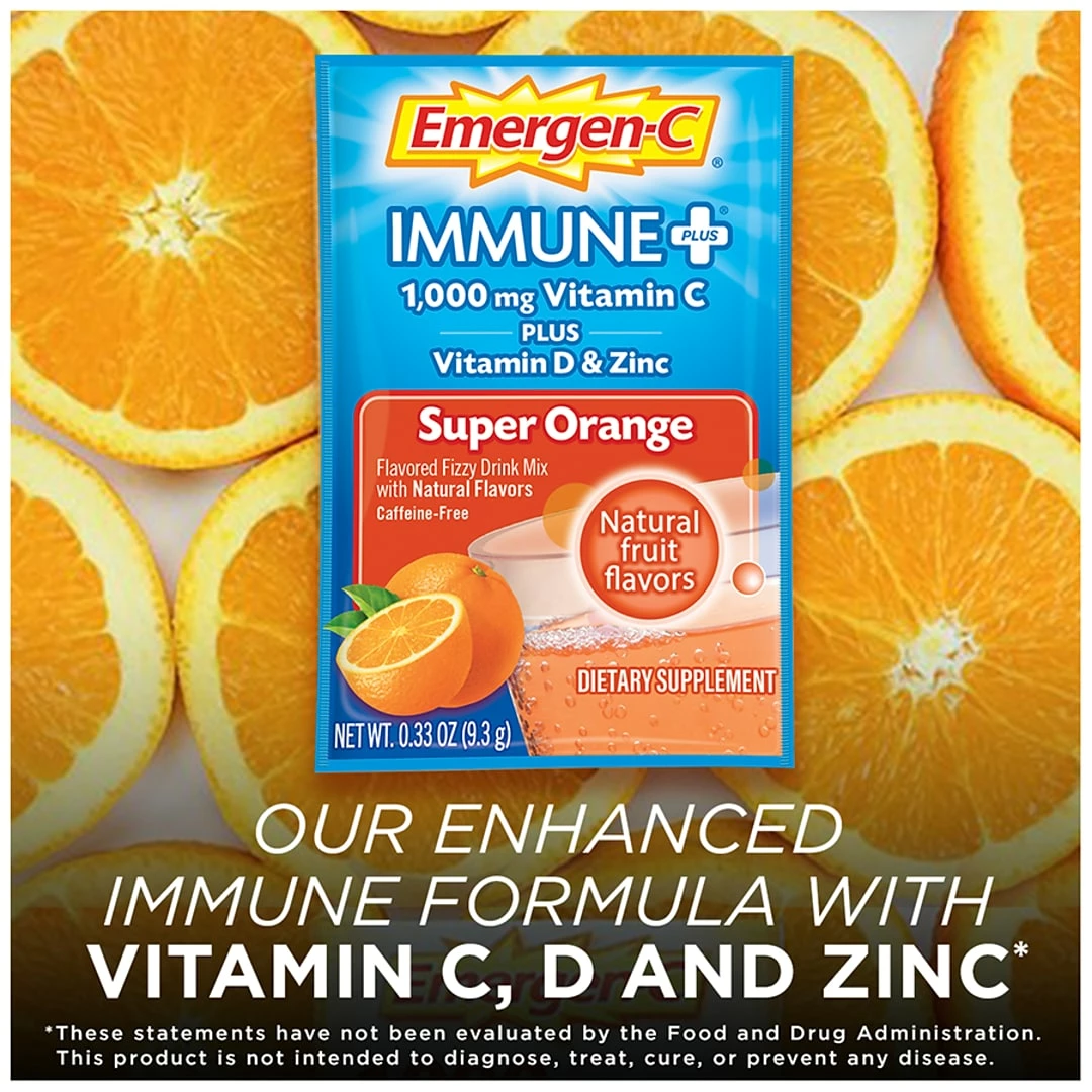Emergen-C Immune Plus Vitamin C Supplement Powder, Super Orange, 30/Pack (F85898100042T) - Image 4