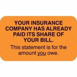 Medical Arts Press® Patient Insurance Labels, Insurance Covered/All But Amount, Fl Green, 7/8x1-1/2", 500 Labels