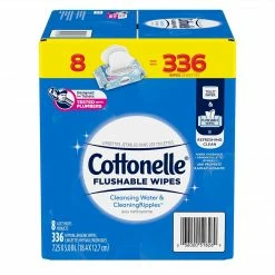 Cottonelle Flushable Toilet Paper Wipe, White, 42 Sheets/Pack, 8 Packs/Carton (51826)