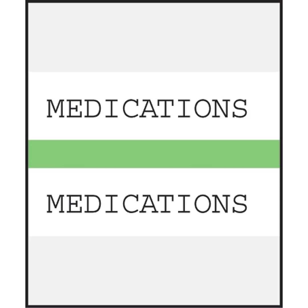 Medical Arts Press® Standard Preprinted Chart Divider Tabs; Medications, Light Green