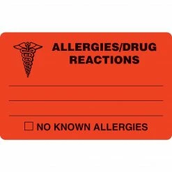 Medical Arts Press® Allergy Warning Medical Labels, Allergies/Drug Reactions, Fluorescent Pink, 1-3/4x3-1/4", 500 Lbls