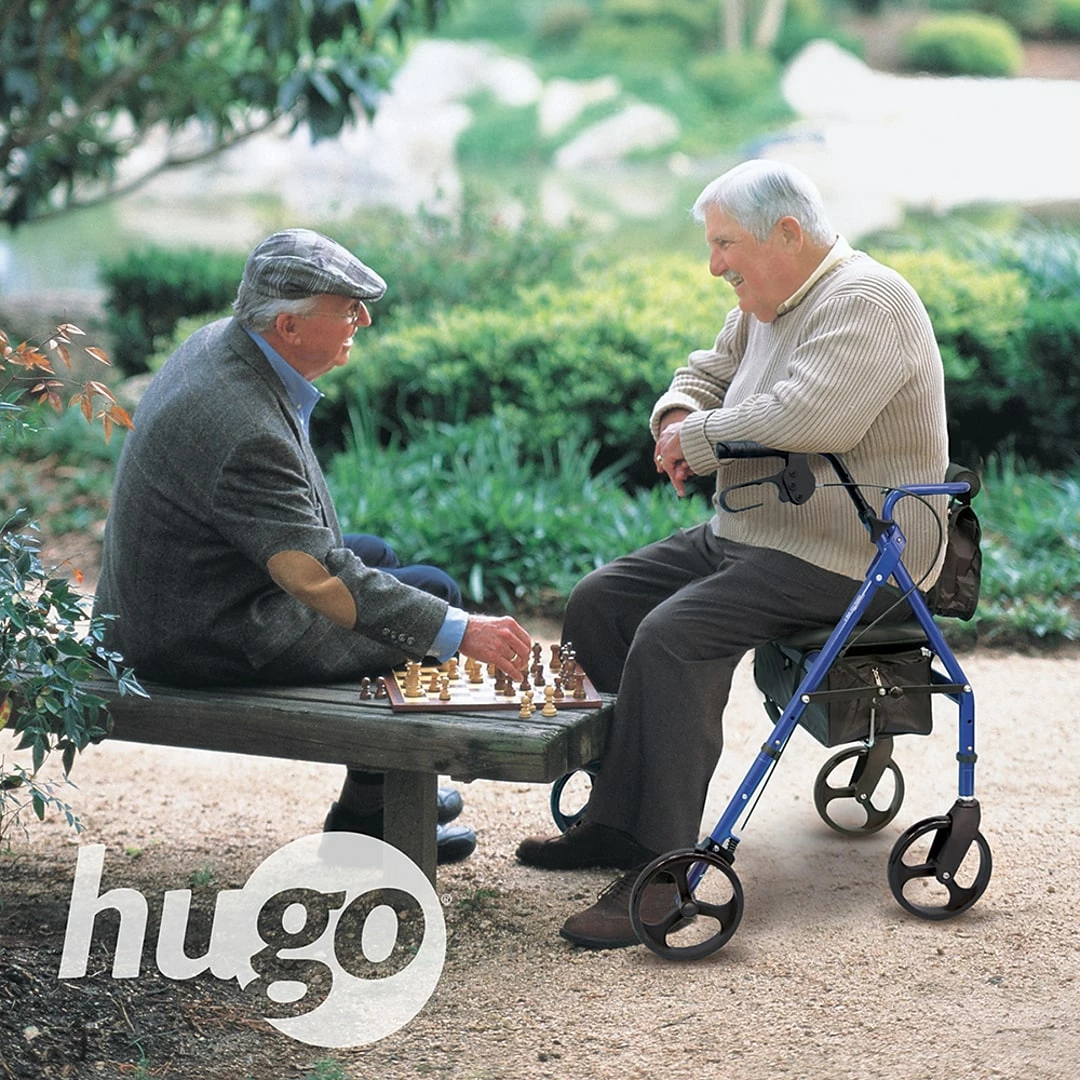 Drive Medical Hugo Adjustable Folding Walker With 5" Wheels And Plastic Glides, Sapphire Blue (770-260) - Image 3