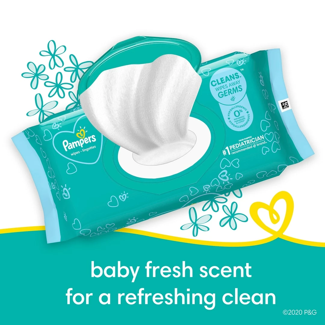 Pampers Baby Wipes, Baby Fresh Scented, 7 Pop-Top Packs, 504 Count (75473) - Image 3