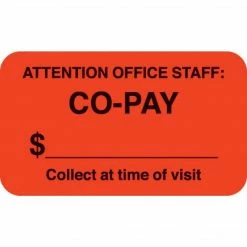 Medical Arts Press® Insurance Chart File Medical Labels, Co-Pay, Fluorescent Orange, 7/8x1-1/2", 500 Labels