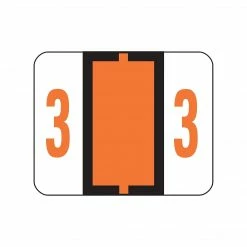 Smead BCCRN Color Coded Numeric Labels, 3, Dark Orange, 500/Roll (67373)