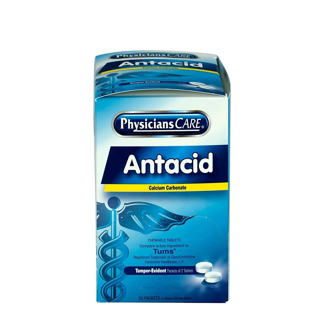 PhysiciansCare Antacid Chewable Tablets, 2/Packet, 50 Packets/Box (90089) - Image 3