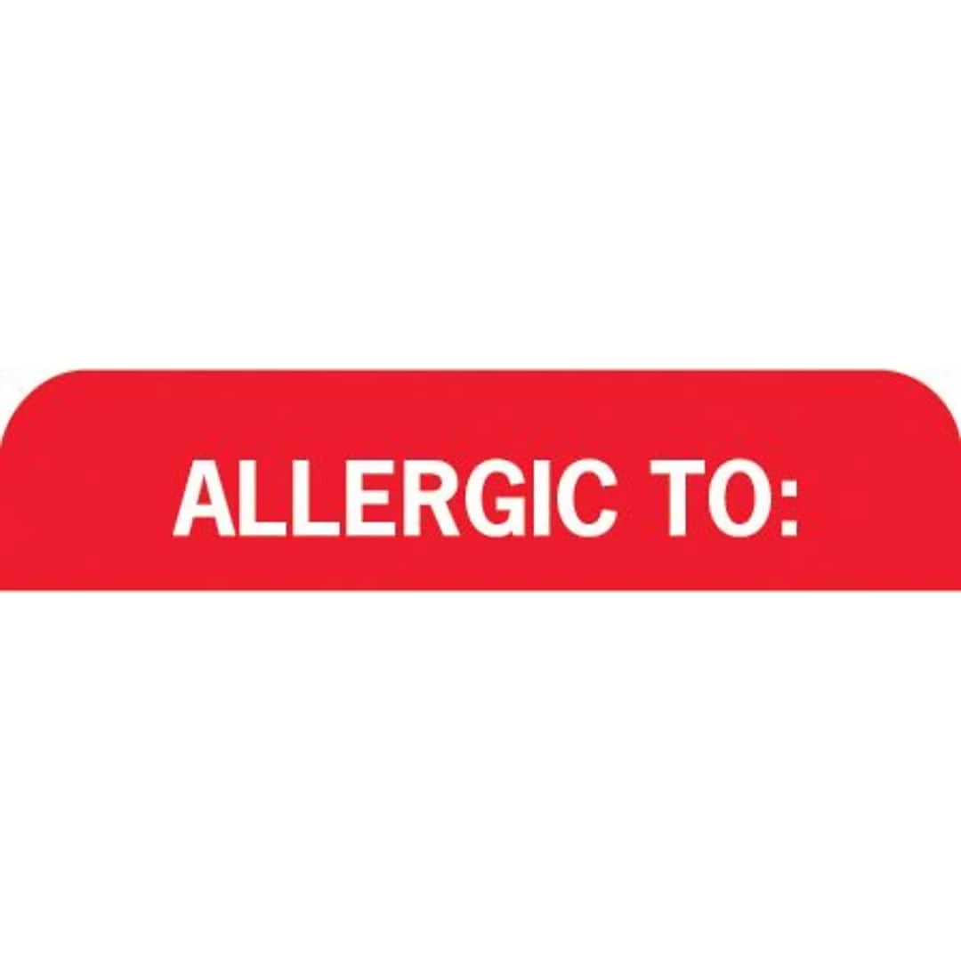 Medical Arts Press Allergy Warning Medical Labels, Allergic To:, Red And White, 1x3", 500 Labels