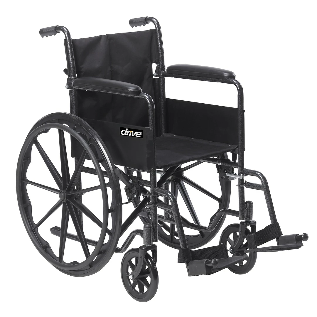 Drive Medical Silver Sport 1 Wheelchair With Full Arms And Swing Away Removable Footrest (SSP118FA-SF)
