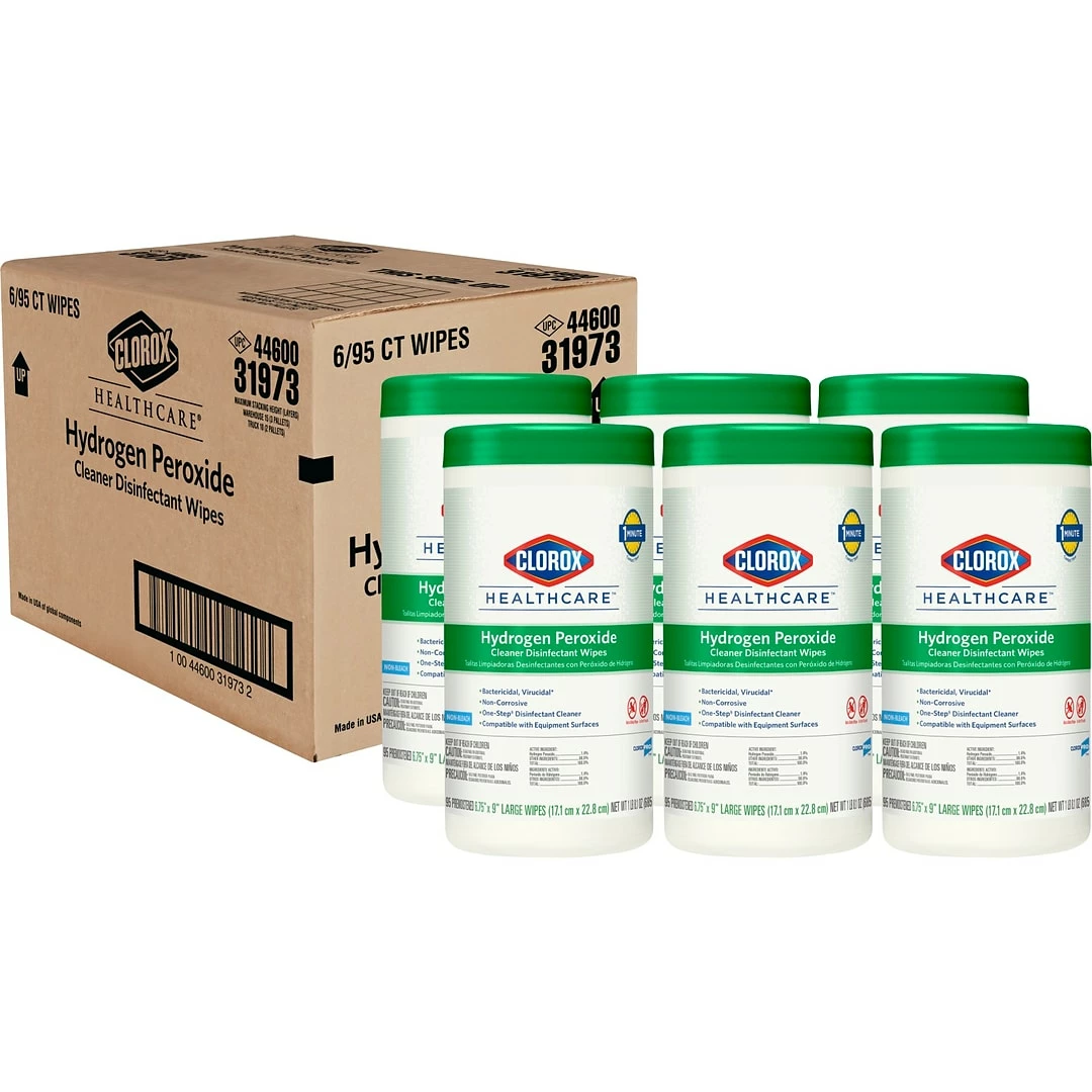 Clorox Healthcare® Disinfecting Wipes, 95 Wipes/Container, 6/Carton (CXS30824CT)